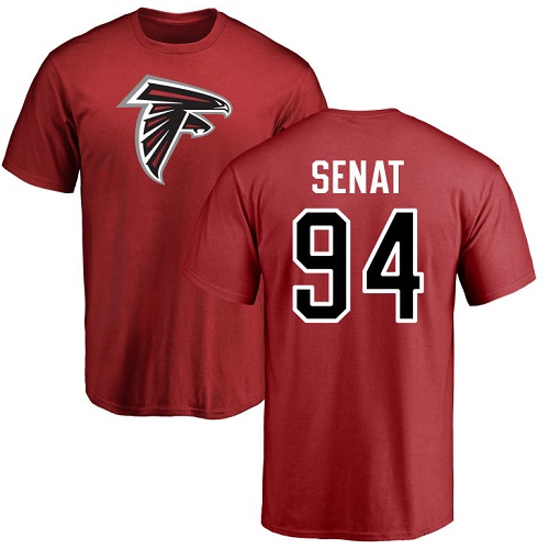 Atlanta Falcons Men Red Deadrin Senat Name And Number Logo NFL Football #94 T Shirt->atlanta falcons->NFL Jersey